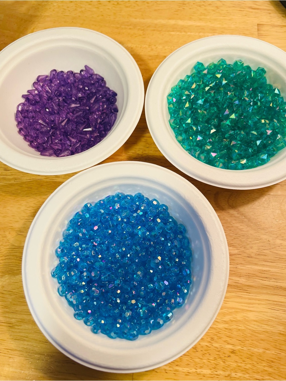 Mixed Faceted Beads Trio — Blue, Teal, Purple